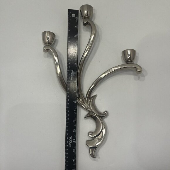 Global Views India Silver Candle Holder Pair of Wall Sconces - Picture 6 of 11